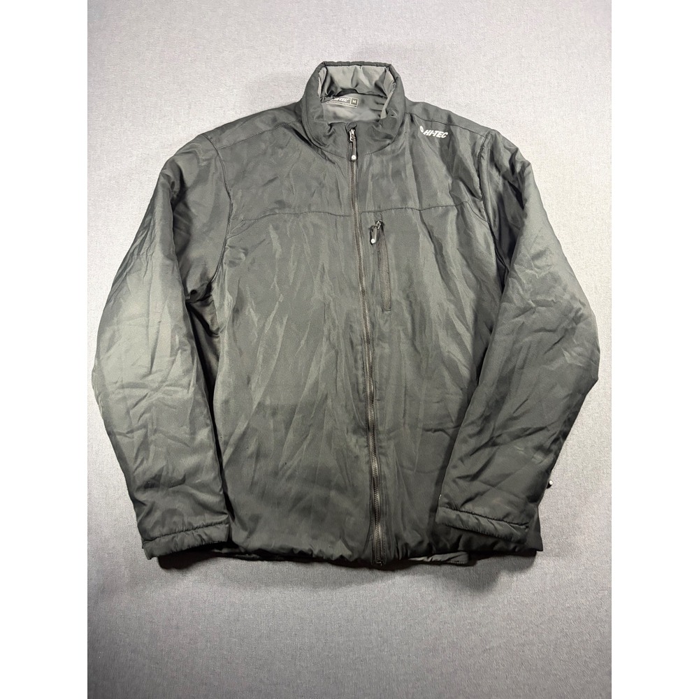 Hi-Tec Mens Full Zip Puffer Jacket Black Insulated Mock Neck Size Medium